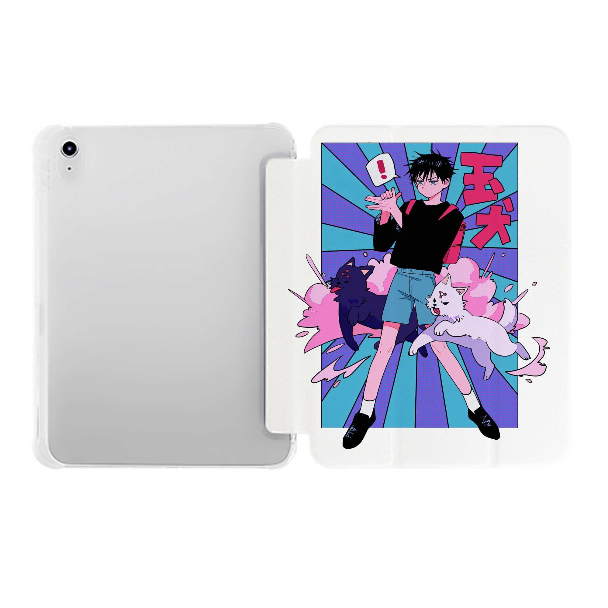 （画像用） 呪術廻戦 Jujutsu Kaisen IPad ケース ペン収納付き 三つ折りスタンド PUレザー×シリコン 対応機種9.5/10.5/10.9インチ